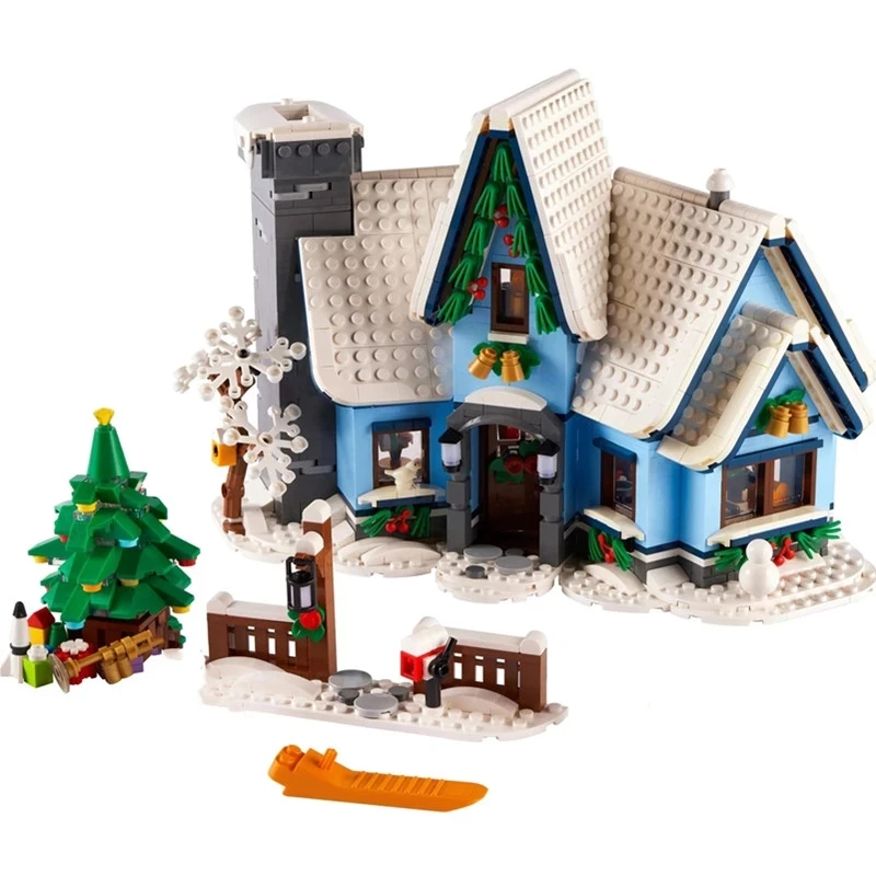 1445 бр. Посещение на Дядо Коледа 10293 Набор от Градивни Блокове Подаръци За Деца Зимни Жп Гара Коледен Подарък Тухли Играчки За Деца Изображение 0