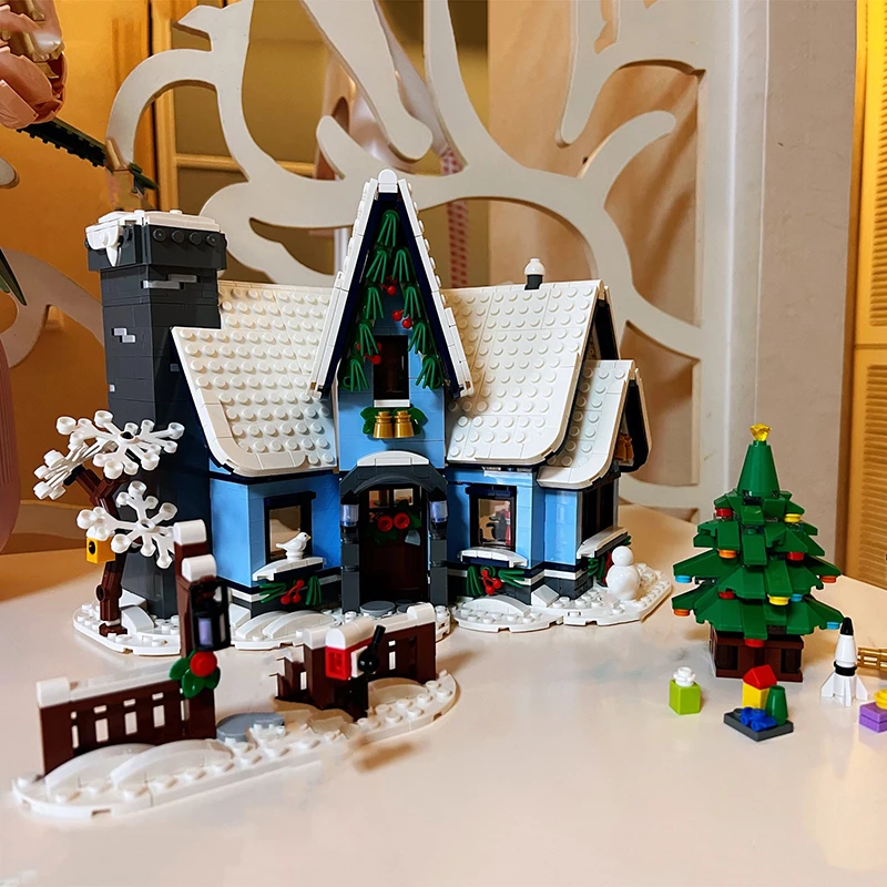 1445 бр. Посещение на Дядо Коледа 10293 Набор от Градивни Блокове Подаръци За Деца Зимни Жп Гара Коледен Подарък Тухли Играчки За Деца Изображение 1