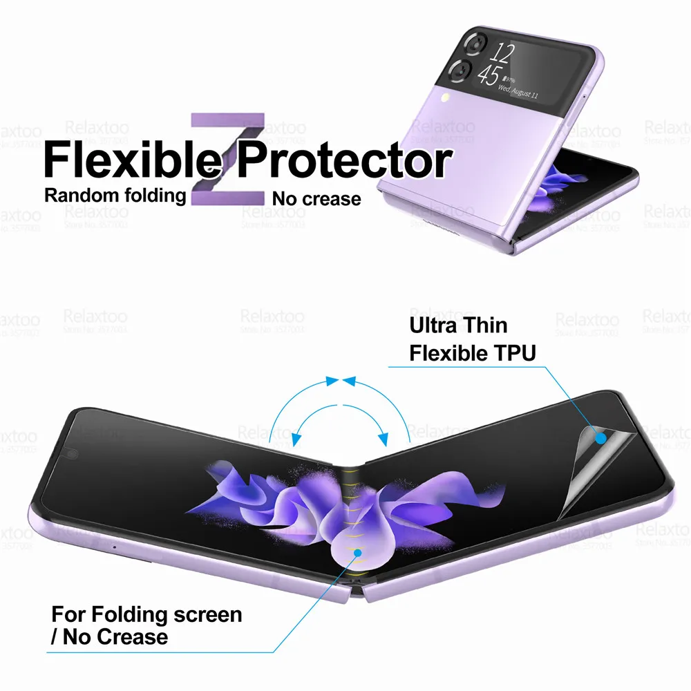 2 бр. За Samsung Galaxy Z Flip3 5 г Гидрогелевая Филм Извити Защитно Фолио Samung Z Flip 3 ZFlip3 Меки Защитни Фолиа Не е Стъкло Изображение 4
