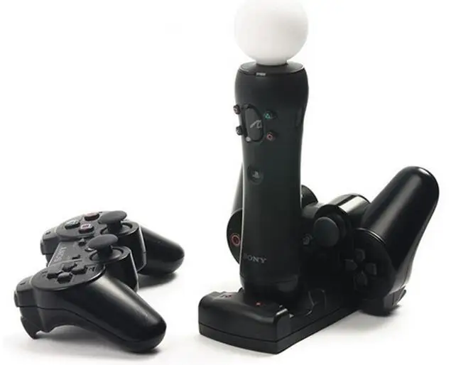 2 в 1 За Sony PlayStation 3 PS3 Безжичен Bluetooth Контролер Преместване на Двойно Зареждане USB Зарядно Устройство, Захранван от Докинг станция + 6 БРОЯ Силиконови Шапки Изображение 1