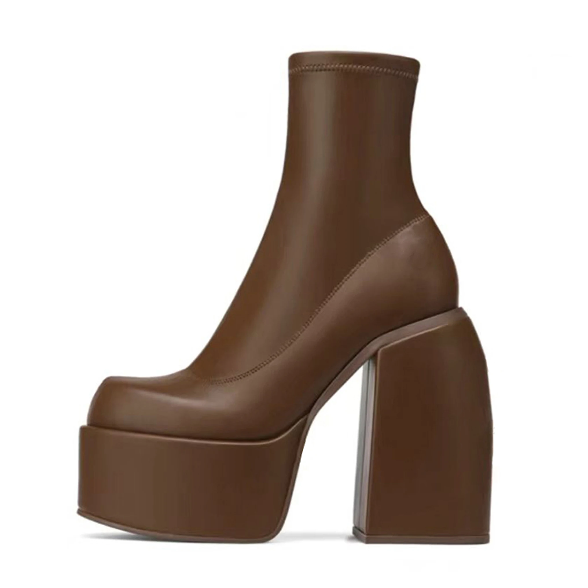2022 Есенно-зимни дамски обувки matin с кръгло бомбе, дънкови обувки на платформа, ботуши не сужающемся надолу масивна токчета, бяла дамски обувки-големи размери 41, 42, 43 Изображение 2
