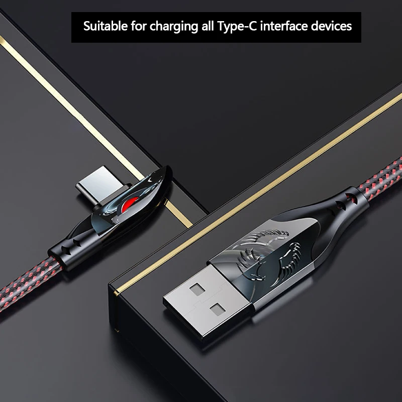 66 W USB Type C Кабел Eagle 90 Градуса Бързо Зареждане за Xiaomi Samsung, Huawei Бързо Зареждане на USB C Кабели Ъглов Мобилни Игри Кабел Изображение 5
