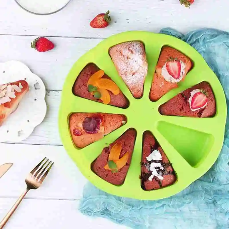 8-луночный Торта Силиконова Форма за Пудинг Кифла Сладкарница Форма За Печене на Сладкиши Триъгълна Табела Инструменти За Пица Изображение 5