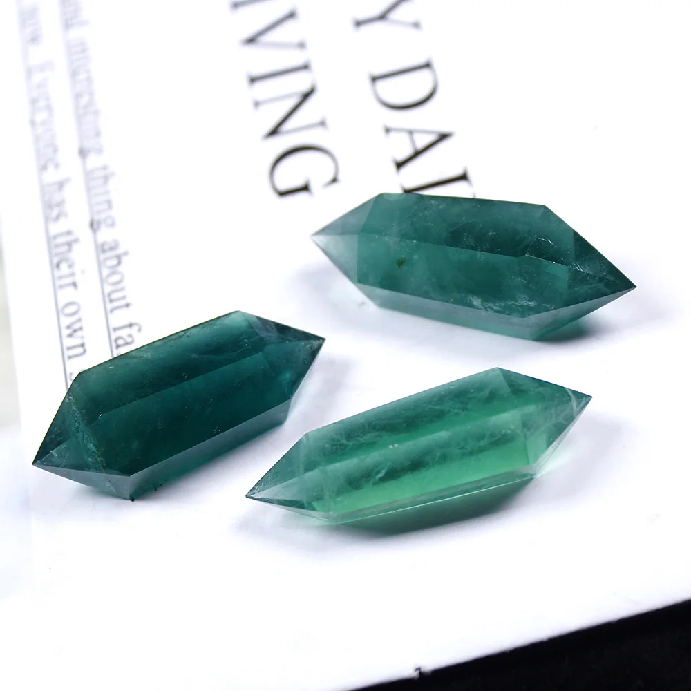 Runyangshi 1бр 40-50 мм Естествени зелени кристали флуорит градешки камък пилинг двойна тупираните crystal колона Crystal craft Изображение 3