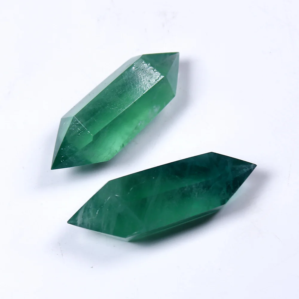 Runyangshi 1бр 40-50 мм Естествени зелени кристали флуорит градешки камък пилинг двойна тупираните crystal колона Crystal craft Изображение 4