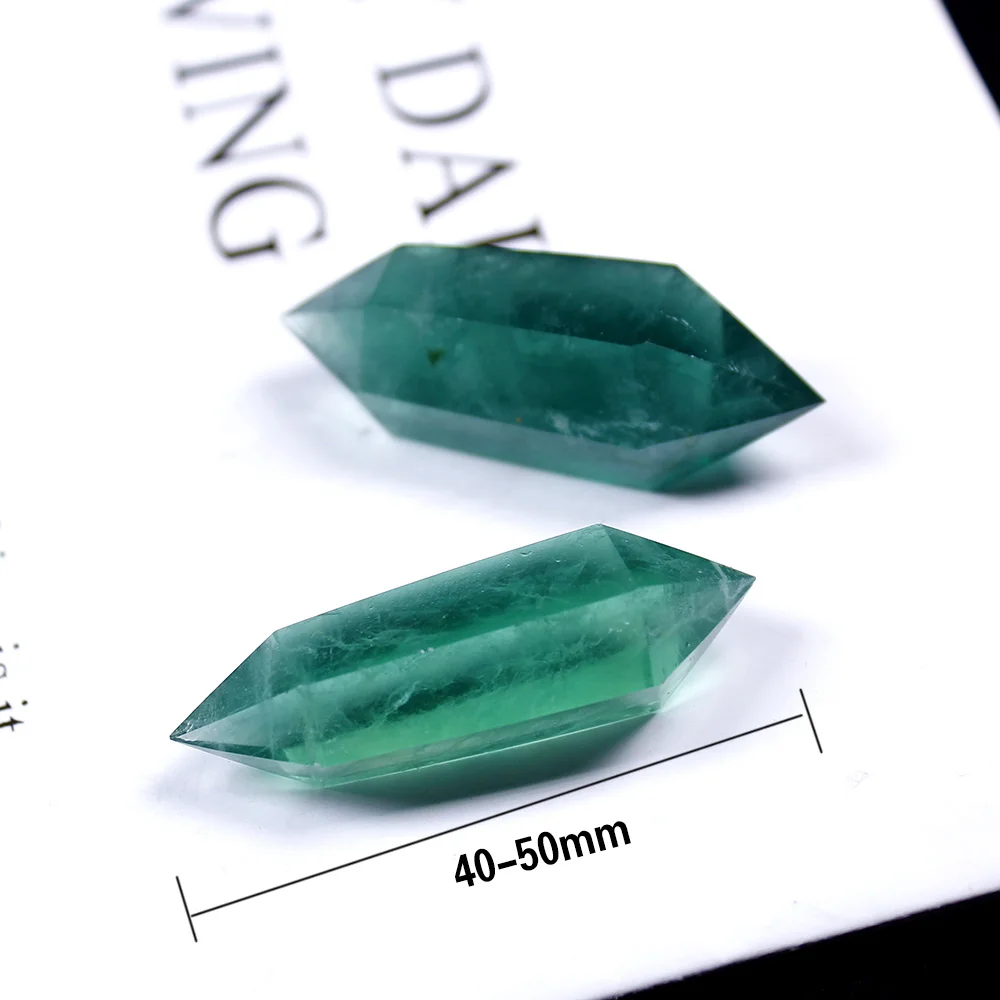 Runyangshi 1бр 40-50 мм Естествени зелени кристали флуорит градешки камък пилинг двойна тупираните crystal колона Crystal craft Изображение 5