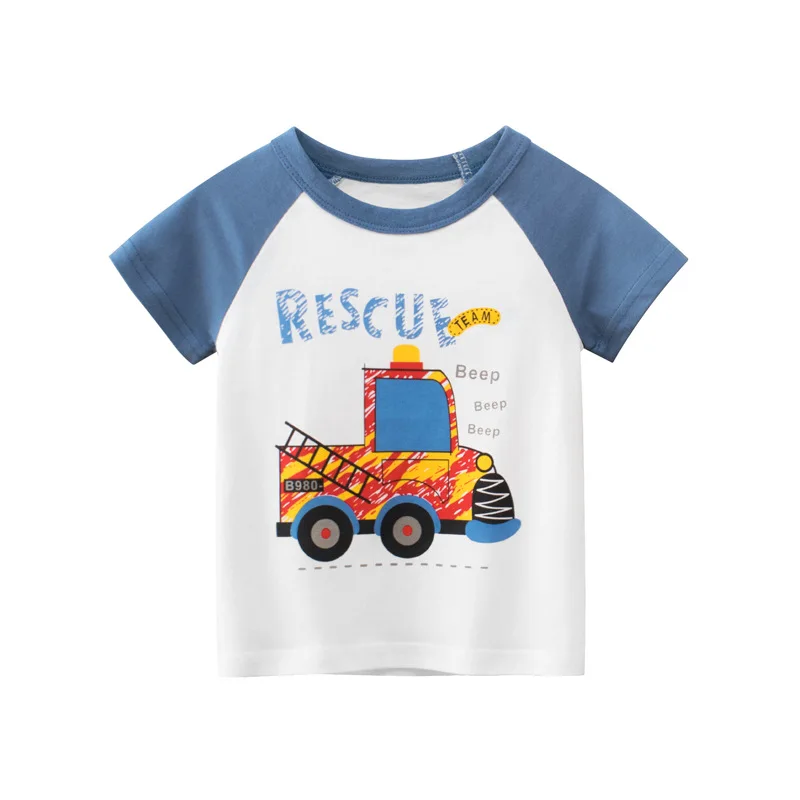 ZWY1732/Детски летни тениска за Момчета и Момичета с Мультяшными Цветя и Динозавром, Модни Памучни Дишащи детски ризи с Къс Ръкав Изображение 0