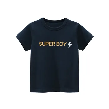 27 деца Лятна Тениска За момчета Къс Ръкав с Цип букви Плетене Ежедневни Памучен Дишаща Однотонная Детски Връхни Облекла