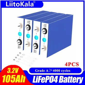 4 бр. LiitoKala КЛАС е НОВ 3.2 В 100Ah 105Ah lifepo4 Батерия 12 В 24 В Електрически АВТОБУСА Голф, Открит Автомобил на Слънчева Енергия, Акумулаторна батерия