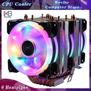 6 Топлинни Тръби RGB Процесора Охладител X79 X99 3Pin PWM 4Pin Тихо За Intel LGA 1150 1151 1155 1200 1366 2011 AMD AM3 AM4 Ventilador
