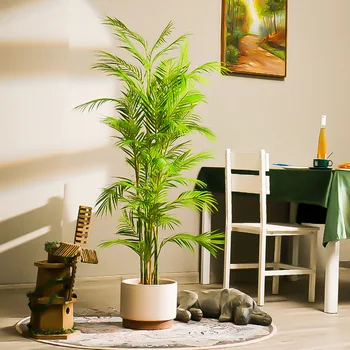 90-180 сантиметра Голяма Изкуствена Палма е Тропическо Растение, Клон В Саксия Пластмасов Външен Лист Семеен Градина Хол Украса на Офис