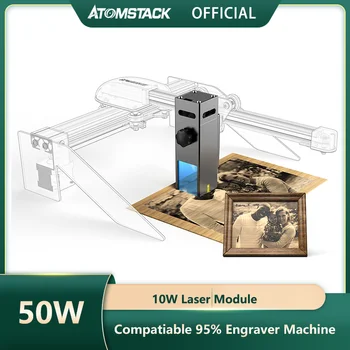 ATOMSTACK M50 Лазерен Модул 50 W Лазерен Гравьор Модул Двойна Ултратънък Компресиран Точков САМ Гравиране Модул 10 W Оптична Мощност