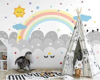 beibehang Потребителски скандинавските прости облак с ръчно рисувани, нови преливащи междузвездни тапети за детска стая papel de parede 3d тапети