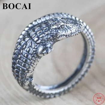 BOCAI S999 Пръстени от Сребро 2022 Мода Ретро Крокодил показалец се Задействат Украса Чист Argentum Бижута за Мъже Жени