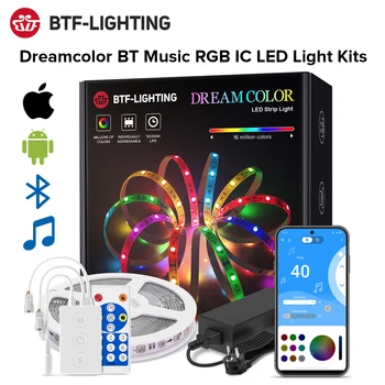 Dreamcolor Led Лента Bluetooth Музика ПРИЛОЖЕНИЕ за Управление на WS2811 WS2812B RGBIC Гъвкава Led Лента Стая Спалня Вечерни Кухня 5 м-20 м