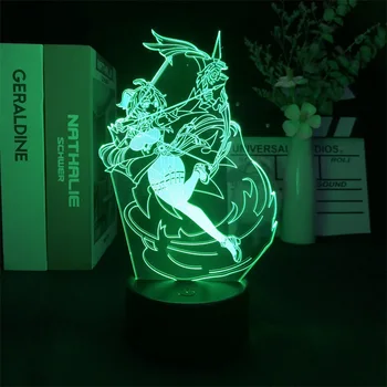 Genshin impact Gan Ю 3d led лампа за спални манга нощни светлини аниме фигурка за Украса детски Кавайный подарък