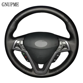 GNUPME Черен Калъф за Волана на Колата от Изкуствена Кожа за Hyundai Veloster 2011 2012 2013 2014 2015 2016 2017 2018