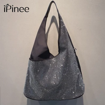 IPinee Маркови Дамски Чанти с Кристали, Дамски чанта на рамото, дизайнерска Луксозна Дамска Чанта-тоут, по-Голямата Голям Чанта с Цип за Жени