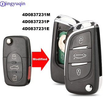 jingyuqin 315 Mhz 4 бутони на Дистанционното на Ключа на Колата Управление За Audi A4 A6 A8, TT Quattro, S4 S6 S8 CR2032 HU66 нож