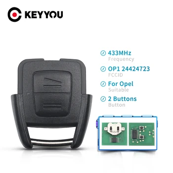 KEYYOU Ключ Дистанционно Управление За Opel Vauxhall Vectra, Zafira OP124424723 С Чип ID40 433 Mhz Подмяна на 2 Бутона