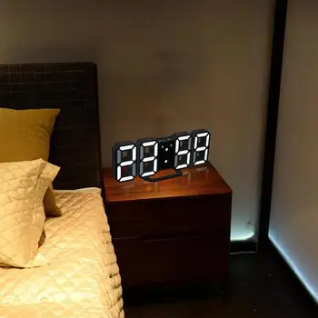LED Цифров Часовник Будилник е в Скандинавските Стенни Часовници Окачен Календар С Повторение на Настолни Часовници Дигитални Електронни Часовници Thermomete W0K4