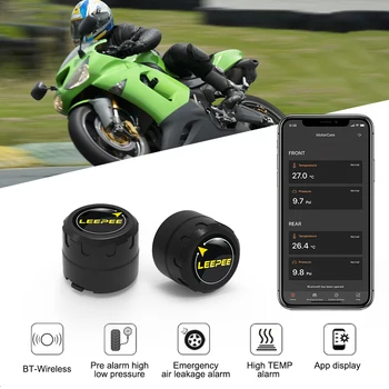 LEEPEE Bluetooth-съвместими 4,0 5,0 Сензор за налягането в гумите, Система за мониторинг на Мотоциклет ГУМИТЕ Външни сензори Android/IOS Общи