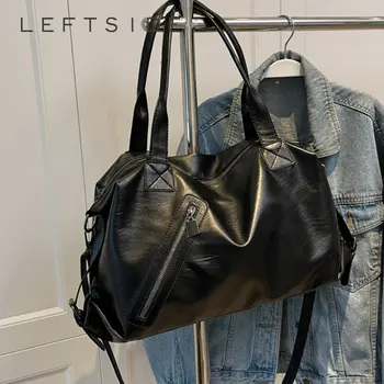LEFTSIDE Обикновена Прости Големи Вместительные Чанта през Рамо от Изкуствена Кожа за Жени 2022, най-Новите Чанти, чанта през Рамо