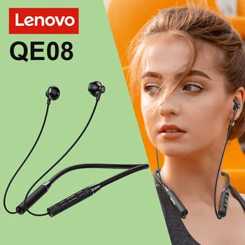 Lenovo QE08 100% Оригинални Слушалки Bluethooth с Шейным Ръб, Истински Безжични Слушалки, Музикални Слушалки с Микрофон с Шумопотискане