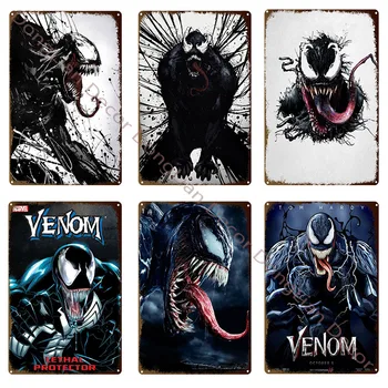 Marvel Comics Venom Художествен Плакат Метални Табели Лидице Знак Реколта Мъжки Пещера Геймерская Баня Стенни Декорации Чинии Ретро Кино Етикети