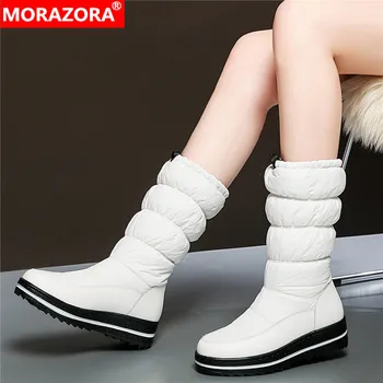 MORAZORA/Новост 2022 г.; Зимни обувки; дамски зимни обувки на платформа от волска кожа; топли ботуши на дебелите меху до средата на прасците; дамски обувки на топола; botas