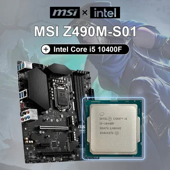 MSI НОВА дънна платка Z490M-S01 + Intel Core i5-10400F i5 10400F 2,9 Ghz Шестиядерный двенадцатипоточный процесор 65 W LGA1200 128 GB
