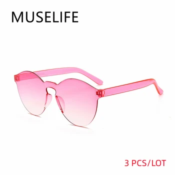 MUSELIFE трехсекционные без рамки слънчеви очила на Едро Дамски Модни Цветни Слънчеви Очила цвят карамел