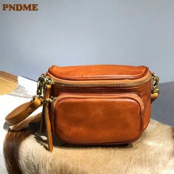 PNDME модни градинска дамски малка седельная чанта от естествена кожа, ежедневни дизайнерска луксозна дамска чанта за през рамото от естествена телешка кожа