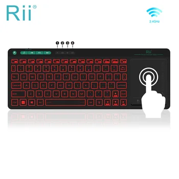 Rii K18 Plus Безжична Мултимедийна клавиатура BG / US / EN / HE с 3-led подсветка на сензорен екран за Android TV Box, PC
