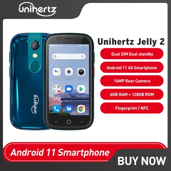 Unihertz Jelly 2 Най-Малкият 4G LTE Мобилен телефон 6 GB 128 GB Android 10 Хелио P60 Восьмиядерный Смартфон с две Sim-карти NFC Джоб за Мобилен телефон