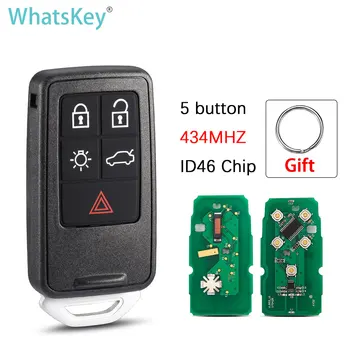 WhatsKey 5 Бутон KYDZ Smart key Дистанционно Автомобилен Ключ 433 Mhz FSK ID46 Чип За Volvo XC60 и S60 S60L V40 V60 S80 XC70 Ключодържател Замяна