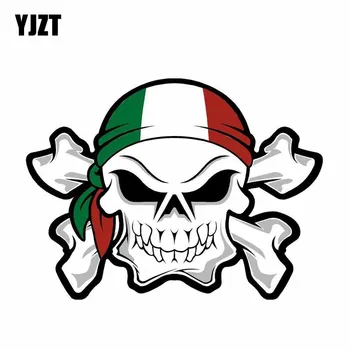 YJZT 17 см * 12,5 СМ Италия Флаг Череп Автомобили Стикер Отразяваща Стикер на Велосипед PVC 6-0269