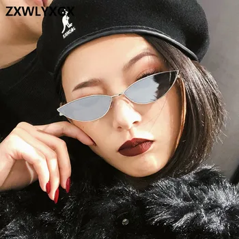 ZXWLYXGX нови модерни Дамски слънчеви очила метална ретро цветни прозрачни малки цветни Слънчеви Очила Котешко Око UV400
