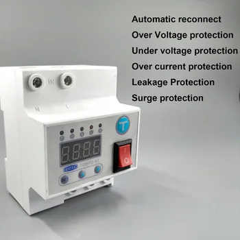 Автоматичен прекъсвач 63A с автоматично повторно свързване с реле за защита от пренапрежение и undervoltage претоварване работен ток защита от пренапрежение