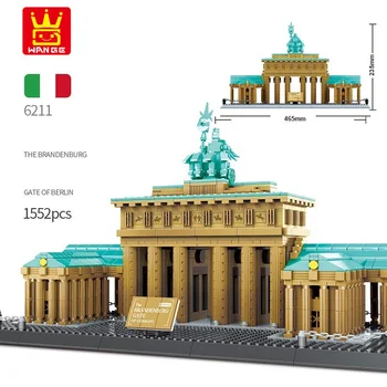 Архитектура Ванга града Гледка към улицата известни Бранденбургската Врата в Берлин, Германия Строителни Блокове модел тухли играчки подарък