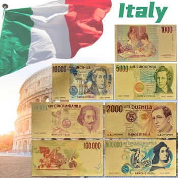 Банкноти Банкноти от Златно Фолио в Лира Гореща Продажба на 10 хиляди Италиански Лири на Банкноти за Продажба на Цена Колекция