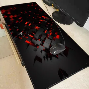 Геймърска Подложка за Мишка Черно-Червен Тенис на Мат с 3D Картина с високо качество Гумена Подложка за Мишка 300x700/400x700 мм Слот Аксесоари за Тенис на Мат