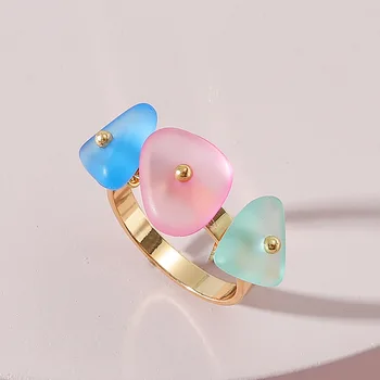 Елегантните Натурални Цветни Пръстен С Три Скъпоценни Камъни, Дизайнерски Бижута, Уникални Пръстени За Жени, Размер 8