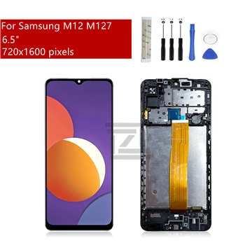 За Samsung Galaxy M127 LCD дисплей С Сензорен екран Дигитайзер В Събирането на Рамка за Samsung M12 LCD Подмяна на Резервни Части 6,5 
