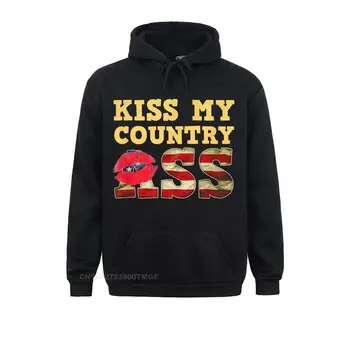 Забавна Hoody Оверсайз в стил Кънтри с Качулка Kiss My Country Ass, Забавни Умни Блузи за Мъже, удобни Качулки, най-Новите Спортни Дрехи