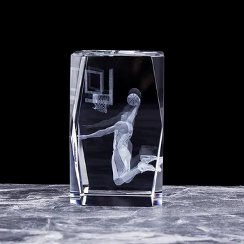 Завинаги Манба Кобе Брайънт Потапям 3D Изображение Лазер във Вътрешността на Кристалния Куб Фигурки Статуи за Украса на Масата