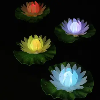 Имитация на Лотос-Лилия Светлина LED Лотос, Плаващ Басейн, Градина, Аквариум Вечерни Декор, който Желае Лампа на Изкуствени Цветя (Без батерия)