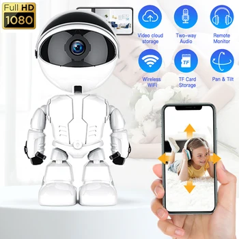 Интелигентен Робот Камера 1080P WIFI IP Камерата Автоматично Проследяване на ПРИЛОЖЕНИЕТО за Дистанционно Управление на видео домофон Безжична Камера за Защита на Сигурността на Детето