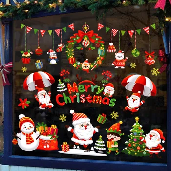 Коледни Стикери за Прозорците Коледна Украса Коледен Декор на Стените Хелоуин Етикети в Прозореца на Коледна Украса за Дома