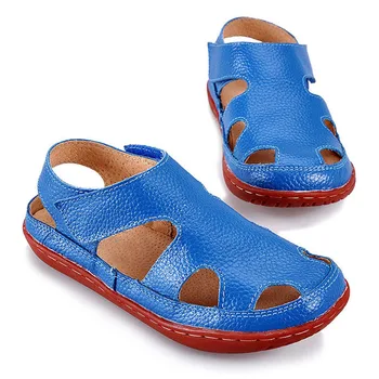 летни Детски кожени сандали, Детски сандали от естествена кожа, плажни обувки за момчета, детски обувки за бебета с отворени пръсти, сандали за момичета
